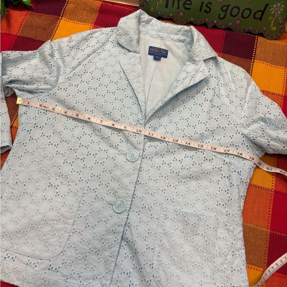 Pendleton Light Blue Eyelets Blazer - image 5